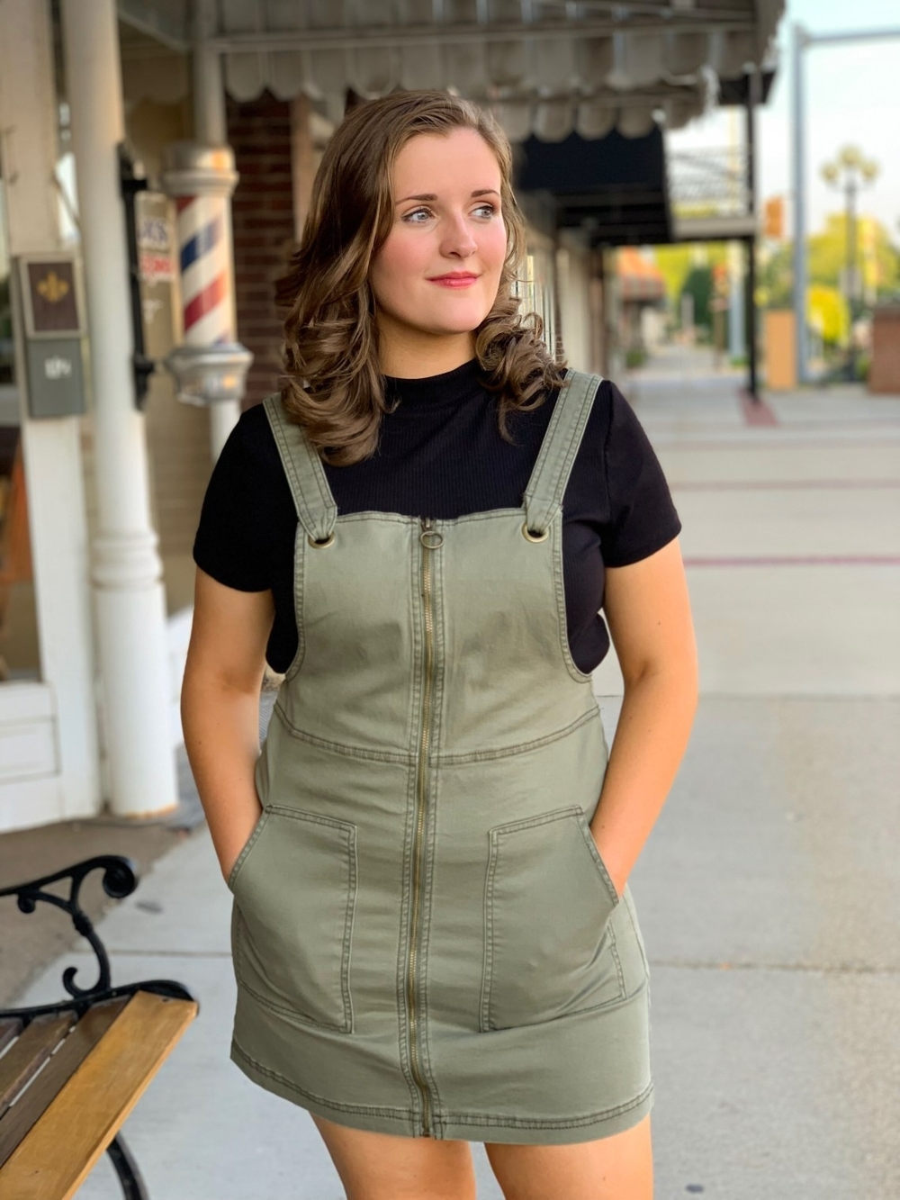 SO Kohls Green Utility Overall Jumper Dress Womens Size XL